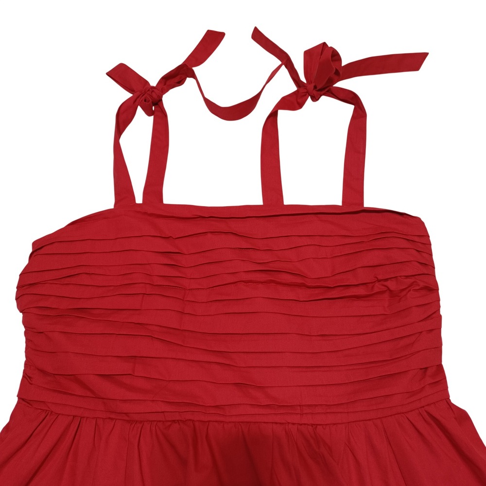 A&F Womens L Red Tie Shoulder Smocked Maxi Dress NWT Wedding Shower Guest Brunch - Picture 4 of 9
